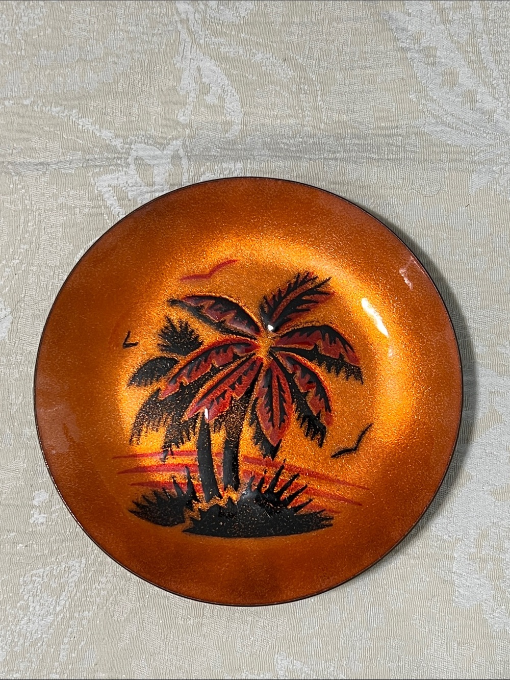 Vintage Orange Decorative Palm Tree Wall Plate - Annemarie Davidson
